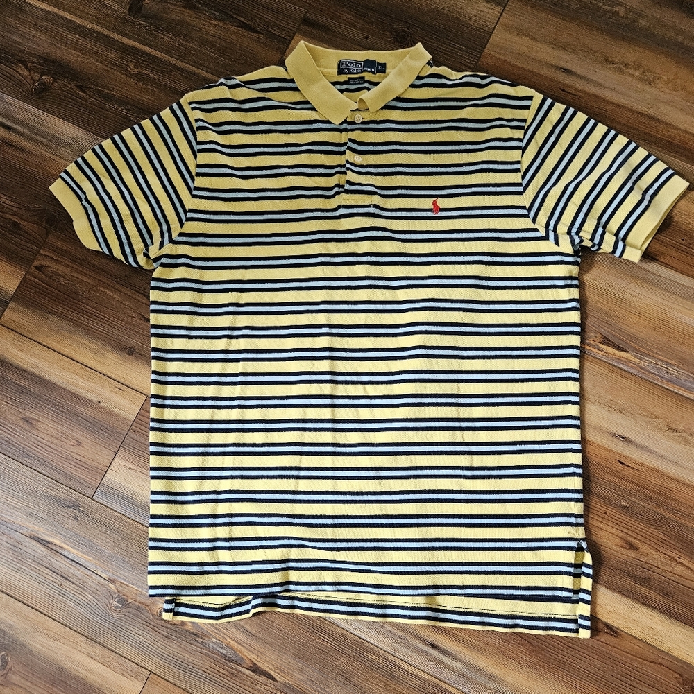 Ralph Lauren Yellow and Black Striped Polo
